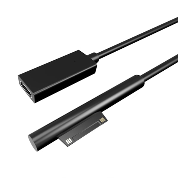 USB-C PD 15V Laddningskabel för Micro soft Surface Pro Serien 7 6 5 Black plastic female