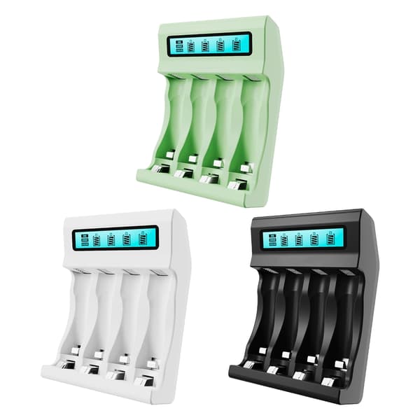 Opladeradapter med uafhængige 4 slots LCD-display og sikkerhedsbeskyttelse White