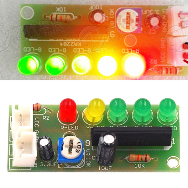 3,5V-12V Strömförsörjning Ljud Spänningsnivåindikator Batterikapacitetsindikator Röd Grön LED Voltmeter Volym VU-mätare