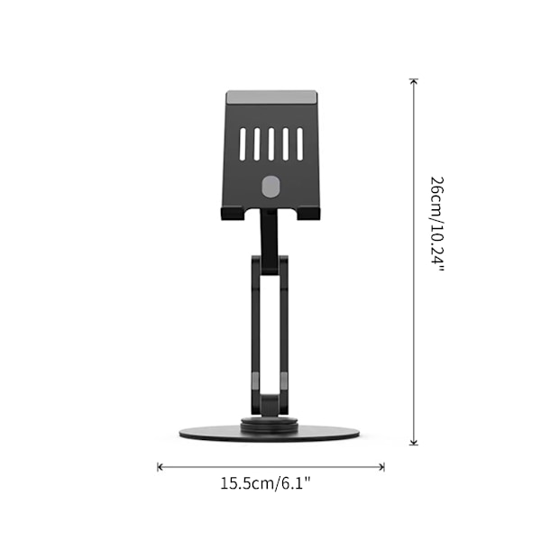 Mobiltelefonstativ Stativ Fällbart Telefon Tablet Stöd Fäste Skrivbord Telefonhållare Stöttålig 3Axis 360 Grader Vridbar Vagga Black