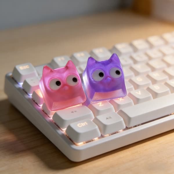 Resin Devil Kitten Keycap Escape Håndlavet Keycap til Mekanisk Tastatur Tilbehør Black