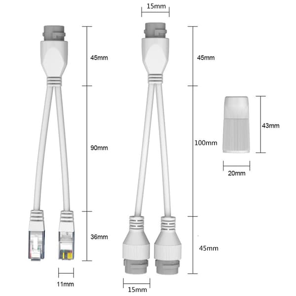 Vandtæt netværkskabel splitter 1 til 2 adapter samtidig online separator