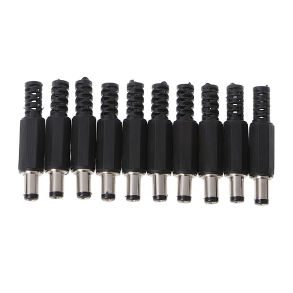 10 stk. 5,5x2,5 mm han til DC In-Line stikdåse Jack Connector Adapter Plast C