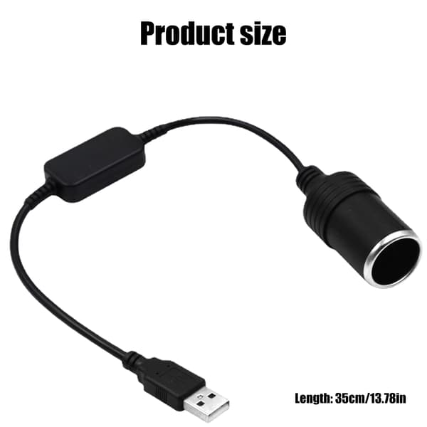 2xUSB Han til Biludtag Hun Socket Konverter Kabel 5V til 12V Boost Ledning
