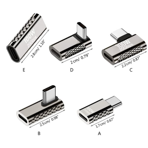 20 Gbps 100 W Type-C opladningsadapter USB-C adapter hun-konverterstik null - Side bend