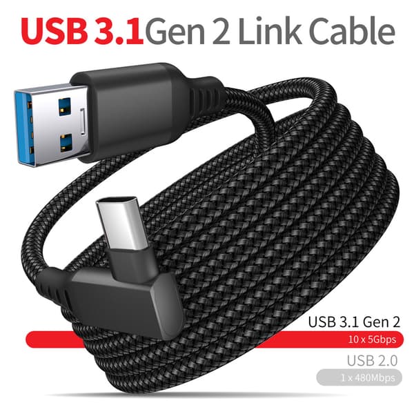 VR-linkkabel hurtigopladning til Oculus Quest 2 højhastighedsdatatransmissionslinje 5 Gbps data VR-headset USB C null - Type-c to Type-c black5M