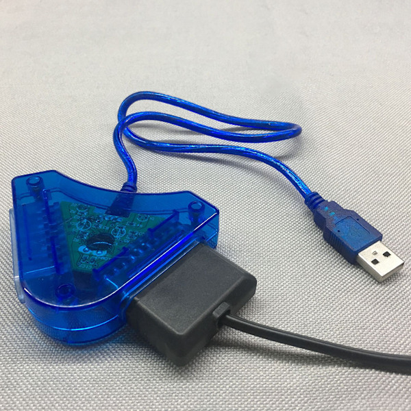 USB-spelkontroll Adaptor Dubbel Port Kontroller till PC USB Konverteringsadapter Stöd för Windows XP, VISTA, WIN7 (32 bit) för PS1/för PS2