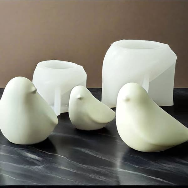 Fugleformede silikonform for stearinlys, gips silikonformer for håndverk, dekorasjon Small B