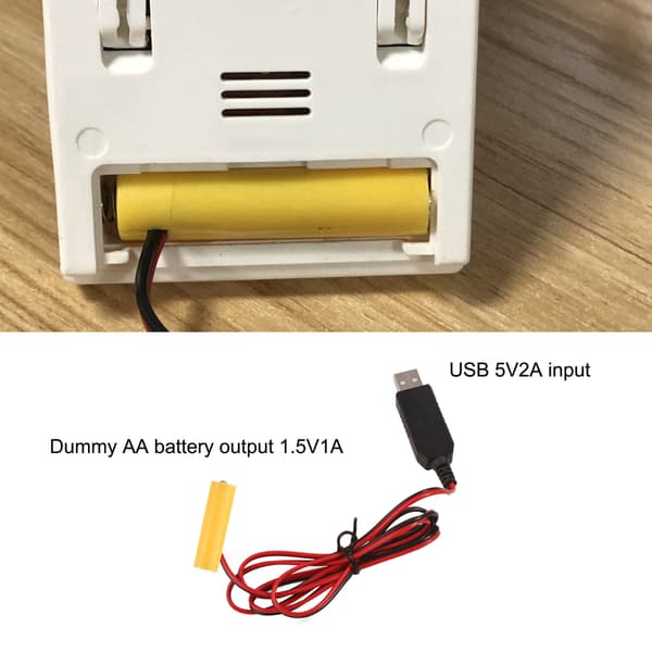 USB 5V - 1,5 V virtalähde AA-pariston korvaaja LED-valolle, lampulle, kellolle, lelulle null - 2m