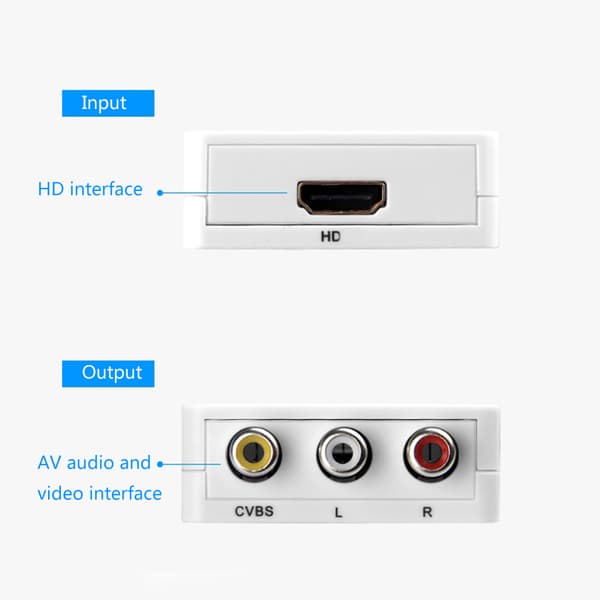 Multifunktionel HDMI-kompatibel til AV 3Rca til Scaler Adapter Video Composite Converter Mini Converter Box Black