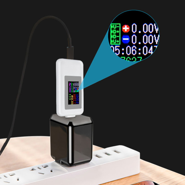 KWS-1902C Typ-C färgskärm USB testare Mobil batteribankladdardetektor Black