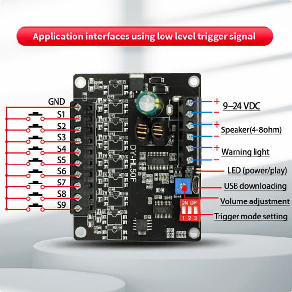 HL50F Lydpromptmodul Udløst Industriel Kvalitets Stemmeafspiller Broadcast Trigger Modul Høj-Lav null - H50FK