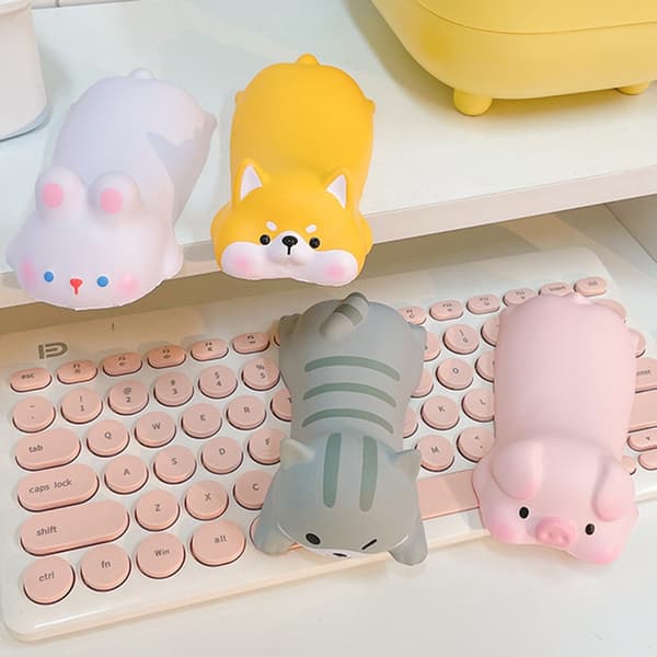 Musematte PU-materiale Håndleddspute Komfortabel og holdbar, reduserer håndleddstrykk null - Blush Shiba Inu