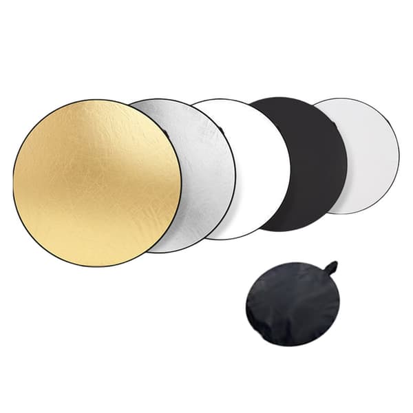 5-i-1 fotoreflektor med silver, guld, vit, svart ljusdiffusorpanel 30cm