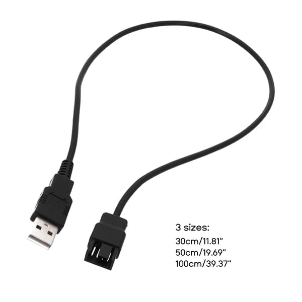 Effektiv 4-pin USB Laptop Køleventilator Kabel USB til 4-pin 3-pin Ventilator Strømforsyning 100
