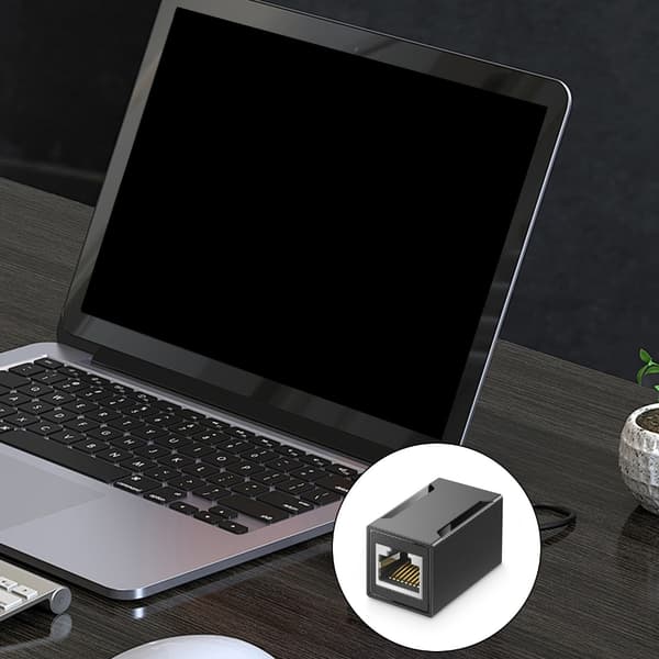 Versatilitys RJ45 Kobling Gigabit Inline Adapter til Cat7/Cat6 Netværkskabler null - Splitter black