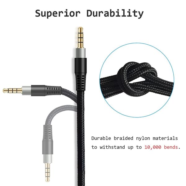 Skjøteledning for headset Audio Aux-kabel for HyperX Cloud Gaming Headset Erstatningskabel Pålitelig ytelse Kvalitet null - With switch