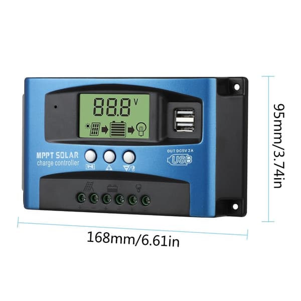 Solcellskontroller MPPT 100A 80A 60A 50A 40A 30A Dubbel USB LCD-skärm 12V 24V 30A