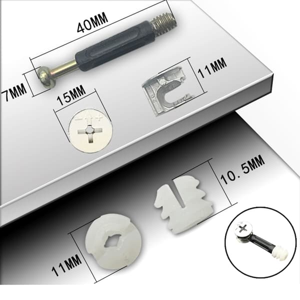 3 i 1 Jern Excentrisk Hjul Hardware Fixer Stik Sæt til Nem Montering No. 40