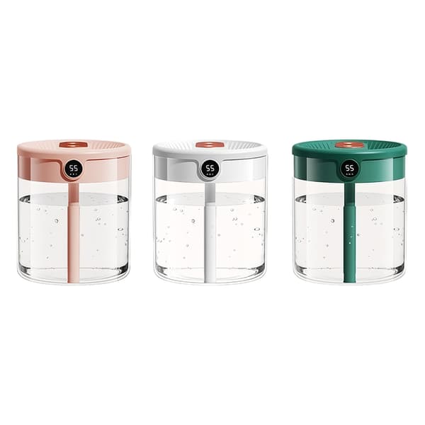 Luftfuktare med digital display USB dubbel dimma för hemmet, sovsalen, sovrummet White