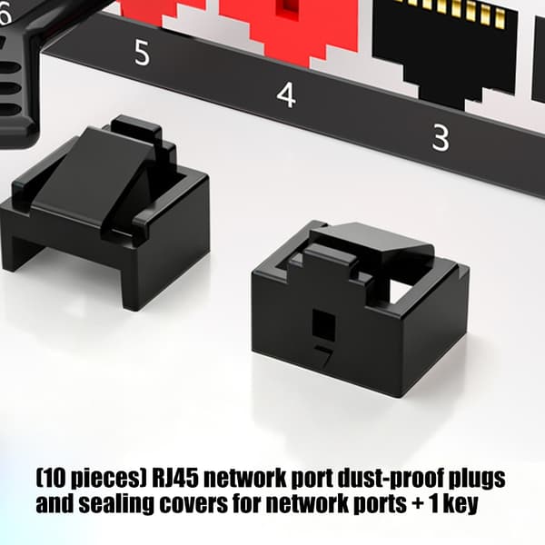 RJ45 Nätverksportblockerare 10-pack med låsfunktion för datasäkerhet Black
