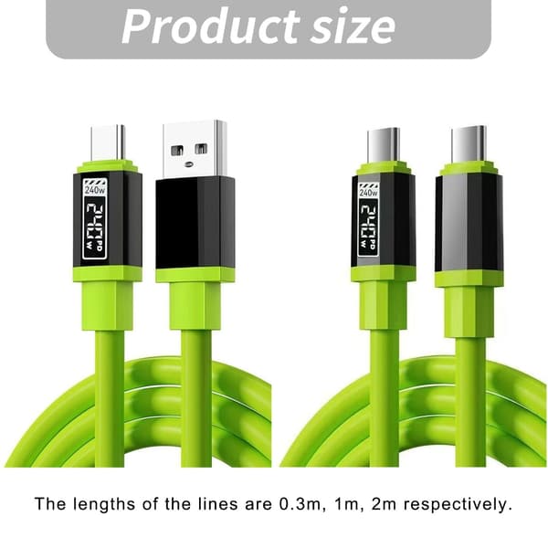 Nopea 240W Type C -kaapeli LED-näytöllä pikalataukseen 2m - USBTypec