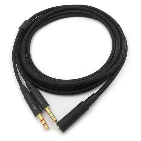 3,5 mm Universal 2-i-1 Spelheadset Audio - Förlängningskabel för Hörlurar