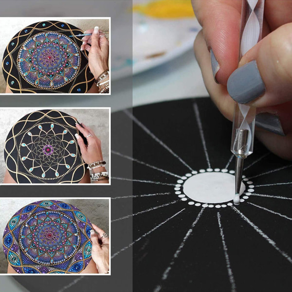 8st svart rund kartong Mandala målarpapper DIY kartonger för konstnärsmålare