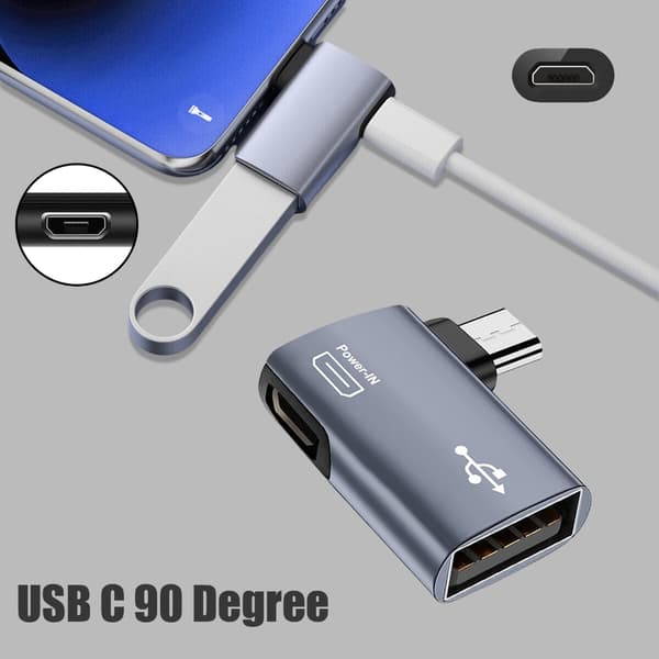 Micro USB OTG -sovitinmuuntimet virran ulkoisella laajennuksella näppäimistöille null - Bend left