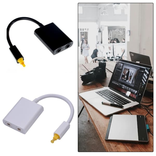 Optisk Splitter Adapter Optisk Adapter 2-vejs Splitter SPDIF 2 Ind til 1 Ud Optisk Splitter Adapter Black