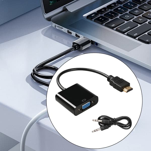 Holdbare HDMIs til VGA-adapter for problemfri video- og lydtransmission White With audio
