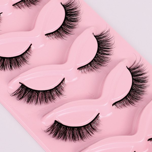 5 par Cat Eye Lashes Wispy Faux Mink Lashes Cat Eye Ögonfransar för kvinnor XF39-5
