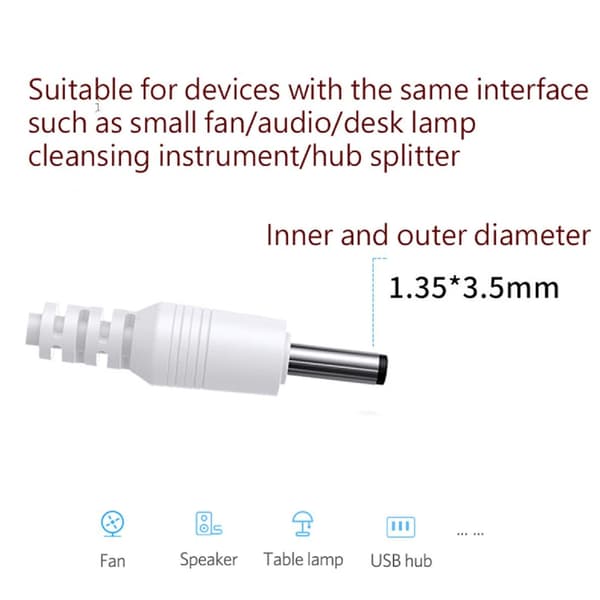 80cm USB DC3.5mm Laddningskabel Stabil Strömöverföring för Elektronik