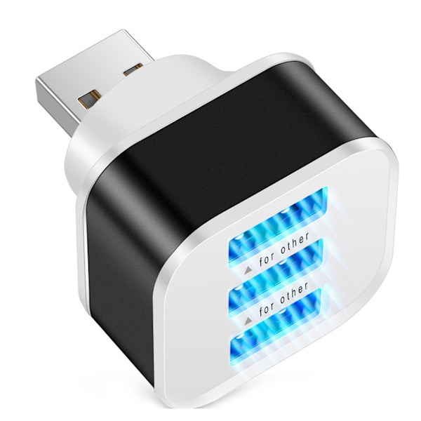 Ny USB 2.0 Dock Extender 3-port Utökad USB Splitter Hub Mini Laddare Black