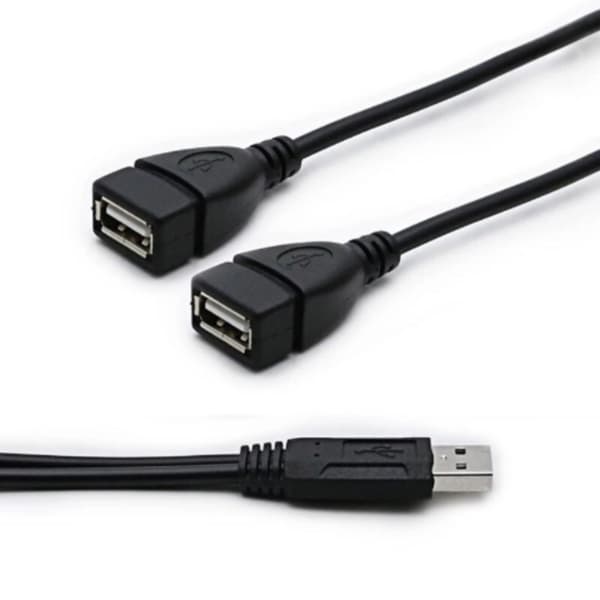11,8 tommer USB 2.0 A hann til dobbel USB hunn Y-splitterkabel for lading og data