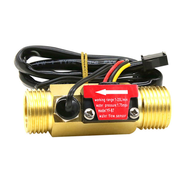 Hall-effektsvattenflödesgivare, flödesmätare med räknare, G1/2, spänning DC3.5~24V