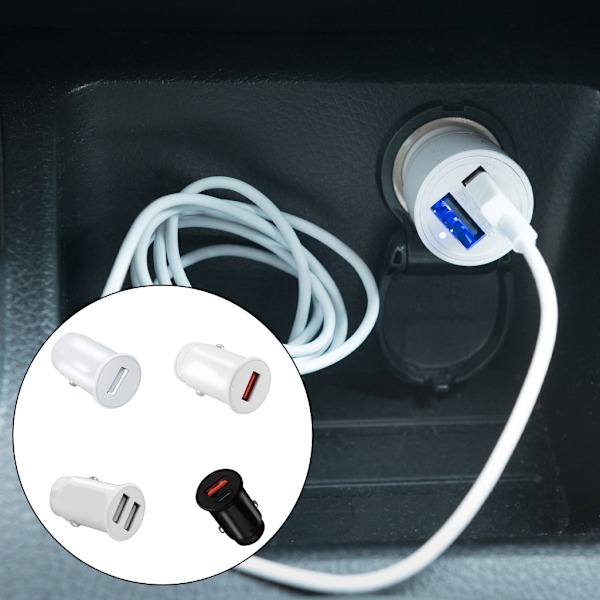 Billaddare USB Biladapter USB Billaddare 3.1A/2.4A Billaddare för Mobiltelefon Cigarettändare USB Laddare Adapter null - 2.4A white