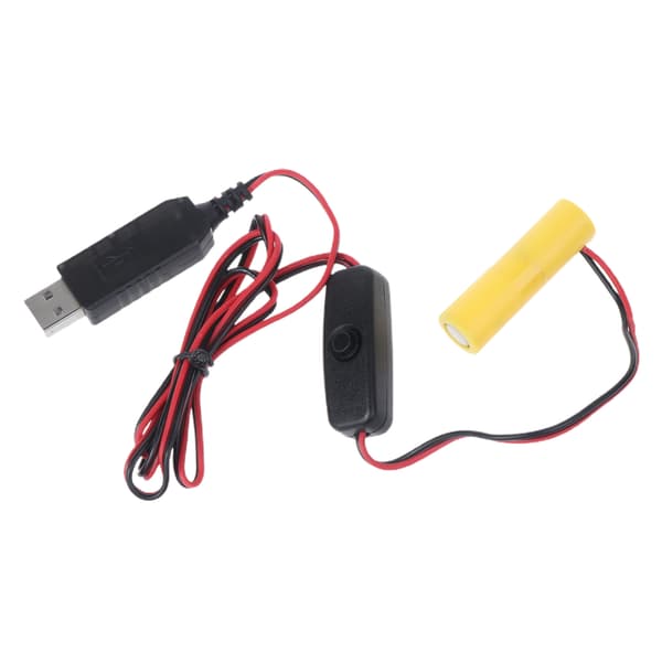 USB til 4,5V AA-batterieliminator Erstatt 3 AA-batterier for tannbørste, lampe, leketøy AA-dummybatteriadapter med bryter 2m