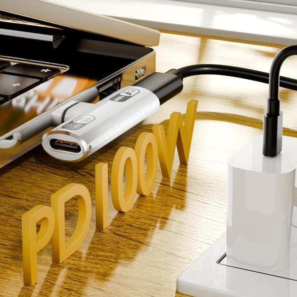 USB C til hodetelefonadapter PD100W lading multifunksjon for telefon 15 Grey