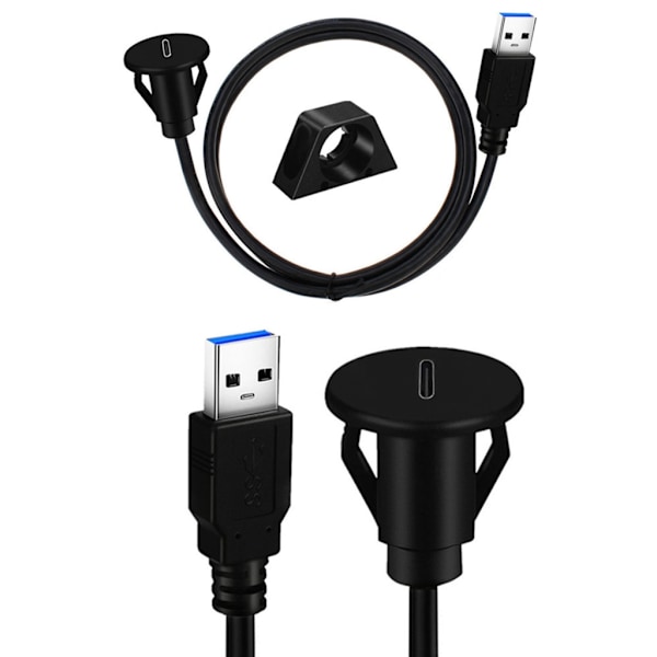 USB 3.0 Han till Typ-C Hon Flush Mount Panel Kabel för Bil Båt Instrumentbräda