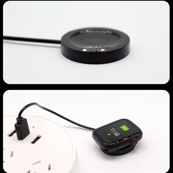 Magnetisk strømadapter Smartklokke Ladekabel Lader Ledning Dockingstasjon for W66 Black