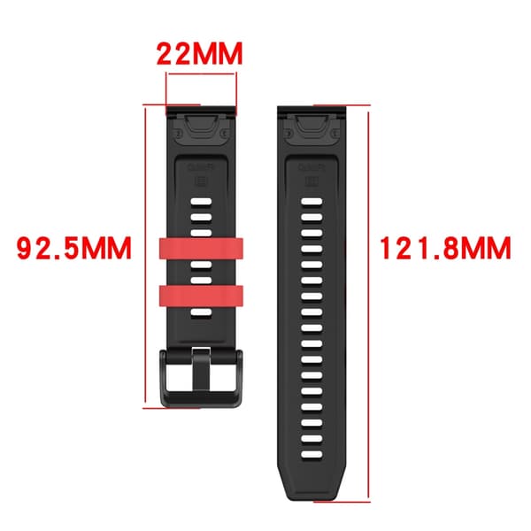 Silikonarmband för Approach S62 8 7XP Unisex Quick Released Belt Black red 22mm