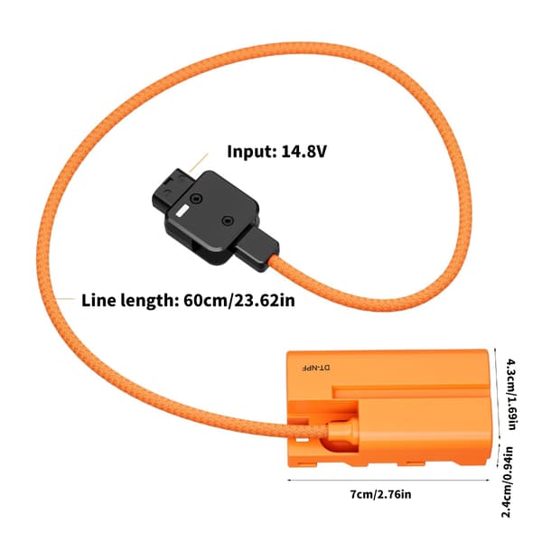 D-Tap till NPF Dummy Batteri Flätad Kabel Dummy Batteri Adapter Koppling Tillbehör