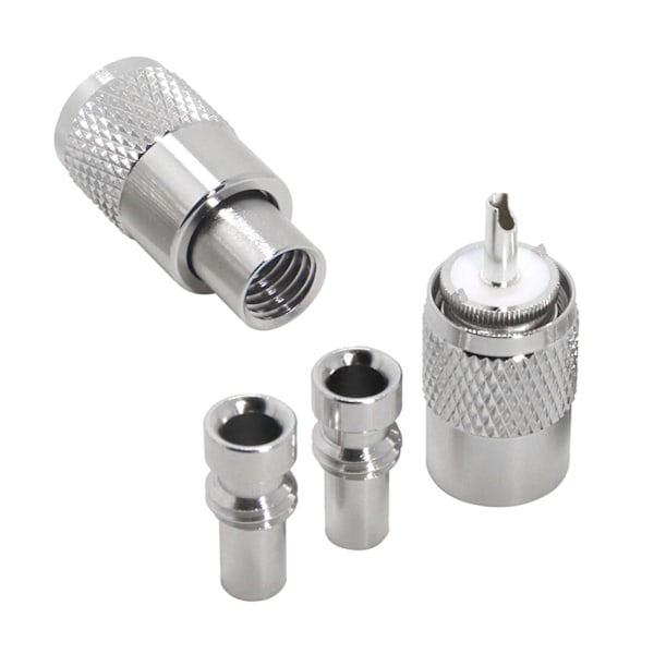 Kontakt UHF Hanplugg PL259 Lödbar RG8X RG59 RG8 Kabel Silverfärgad