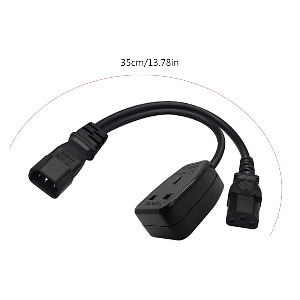 1ft/32cm IEC320 C14 till IEC320 C13+UK13A AC-strömadapterkabel