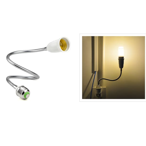 E27 til E27 Forlengelseslampeadapter Omformer Fleksibel LED-lyssokkel 50cm