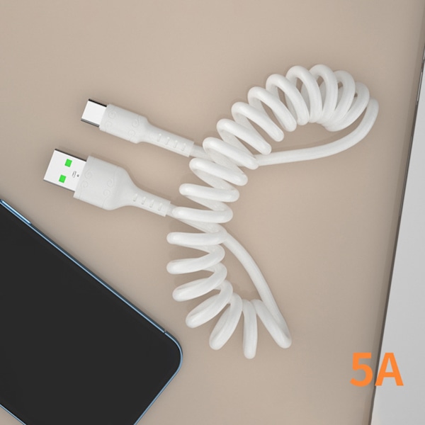 Svart/ Blå/ Grön/ Rosa/ Röd Laddningskabel Data Kabel Fjäder Flexibel TPE-kabel Blue