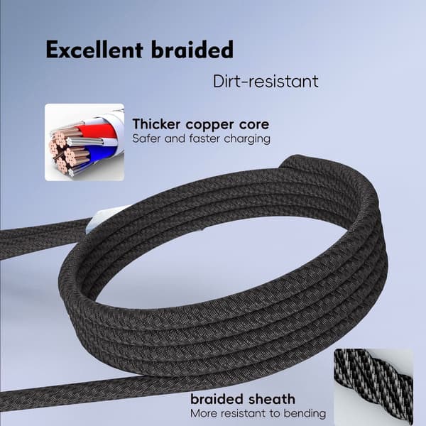 Højeffekt 5-i-1 100W Flettet USB C Multiladerkabel til Telefoner og Tablets