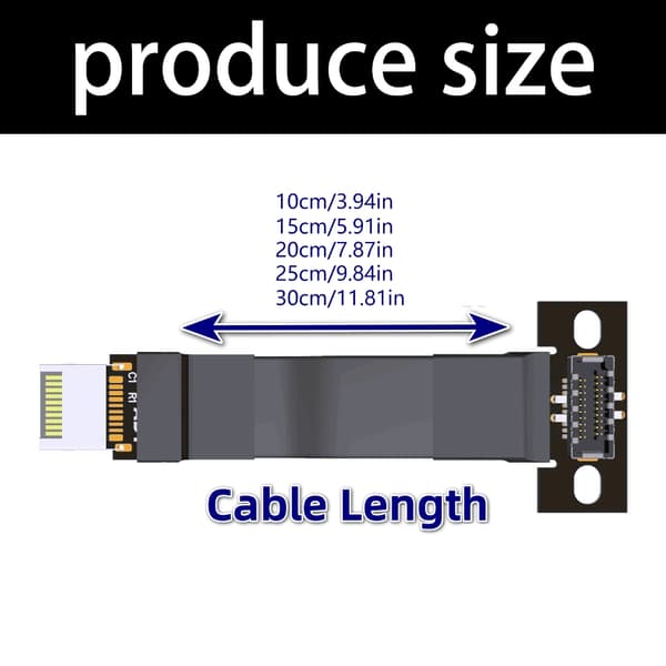 USB 3.2 20Pin Gen 2 Typ E till Typ E förlängningskabel Intern hane till hona kabel med skruvhål för moderkort 20cm