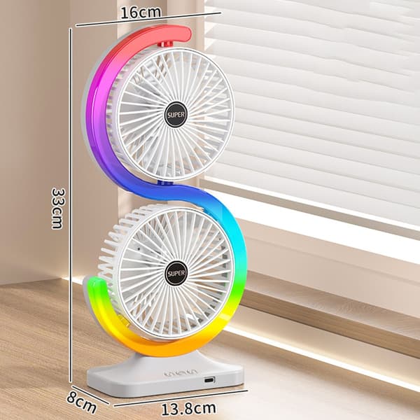 Flexibelt stativ USB-driven luftsystemprocess Vindjustering och flerfärgad visuell display Blue